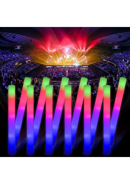 LED Işıklı 3 Modlu Kauçuk Işıklı Sünger Parti Çubuk Sopa - 46 cm (6’lı Paket) modelleri