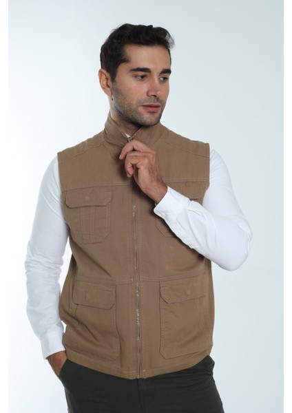 Erkek Mevsimlik Yelek %100 Pamuklu Astarlı Altı Cepli