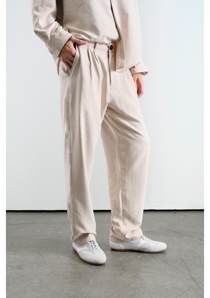 Pilili Efektli Modal Bej Pantolon fiyatları