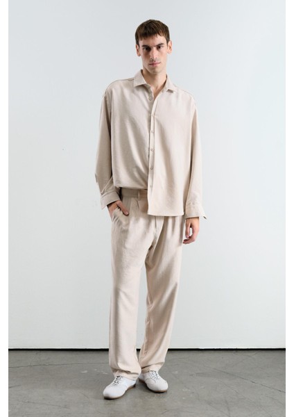 Pilili Efektli Modal Bej Pantolon fırsatları