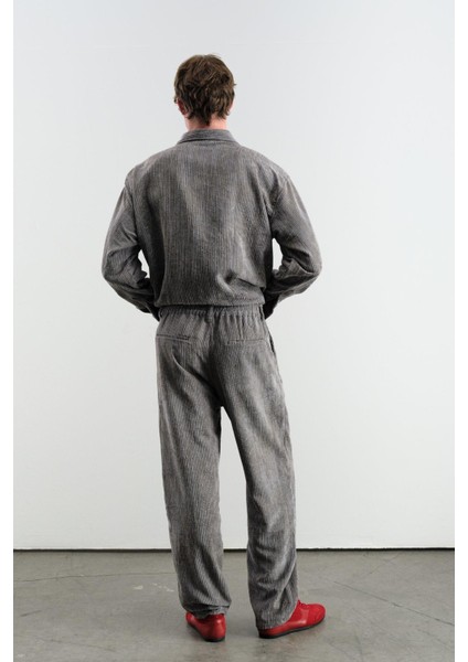 Efektli Pilili Kadife Antrasit Pantolon fiyatları