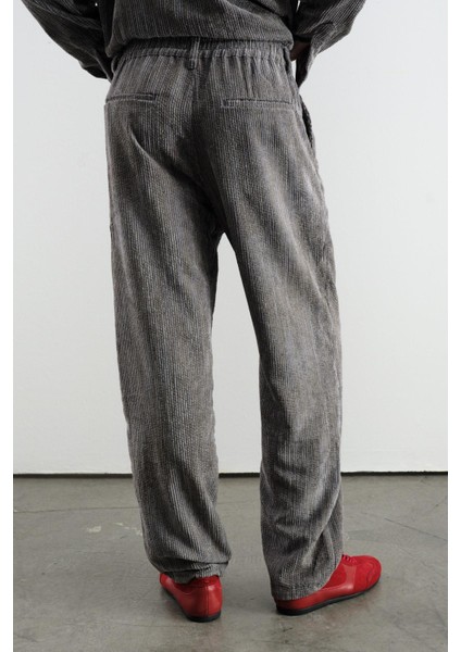 Efektli Pilili Kadife Antrasit Pantolon modelleri