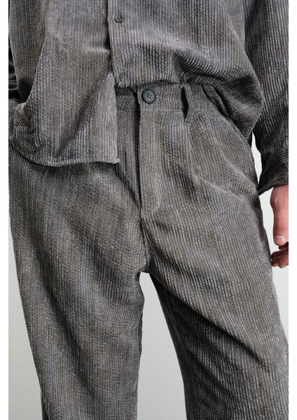 Efektli Pilili Kadife Antrasit Pantolon fırsatları