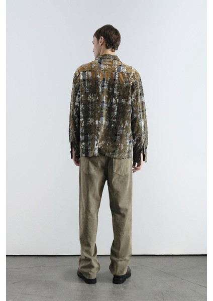 Dokulu Ekose Kahverengi Gömlek modelleri