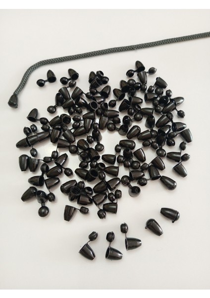 50 Adet Siyah Plastik Kapüşon Ucu – Eşofman, Mont, Çanta Bağcık Uç Tıpası