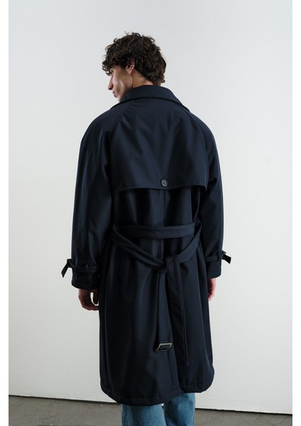 Kemerli Kruvaze Yaka Içi Polarlı Lacivert Trençkot fırsatları