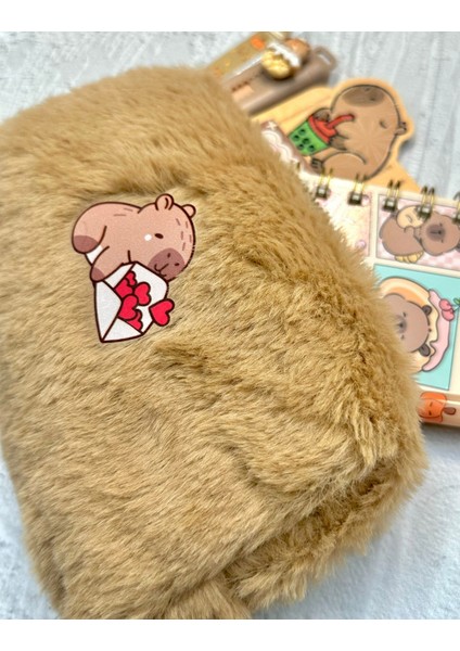 Capybara Love Pofuduk Peluş Çanta Kahverengi / Kalemlik / Toparlayıcı / Kalem Kutu indirimleri