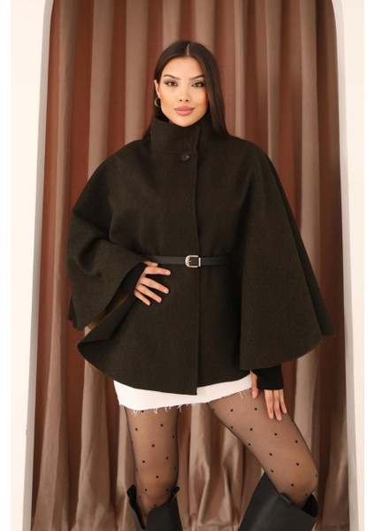 Kemerli Dokulu Kaşe Kumaş Panço fiyatları