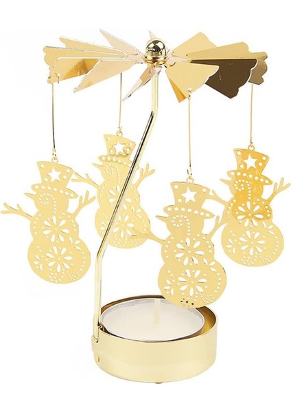 Isı Ile Dönen Metal Mumluk – Kardan Adam Modeli, Altın Renk, Yılbaşı ve Kış Temalı Dekoratif Mumluk modelleri