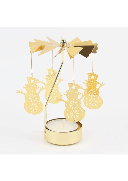 Isı Ile Dönen Metal Mumluk – Kardan Adam Modeli, Altın Renk, Yılbaşı ve Kış Temalı Dekoratif Mumluk fırsatları