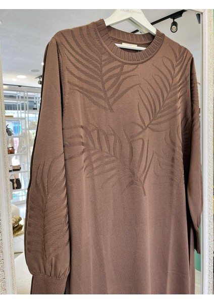 Adn Ince Triko Palmiye Elbise - Kahverengi - 2 fiyatları