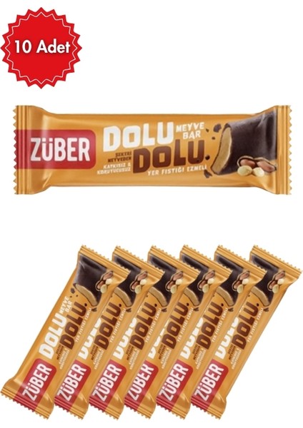 Dolu Dolu Yer Fıstığı Ezmeli Meyve Bar 30 G x 10 Adet | Sağlıklı Atıştırmalık | Doğal Enerji ve Lezzet