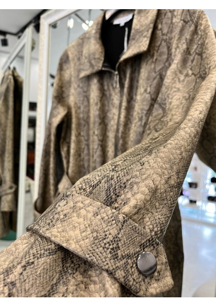 Hale Nagini Deri Ceket - Vizon - 2 fiyatları