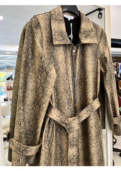 Hale Nagini Deri Ceket - Vizon - 2 fırsatları