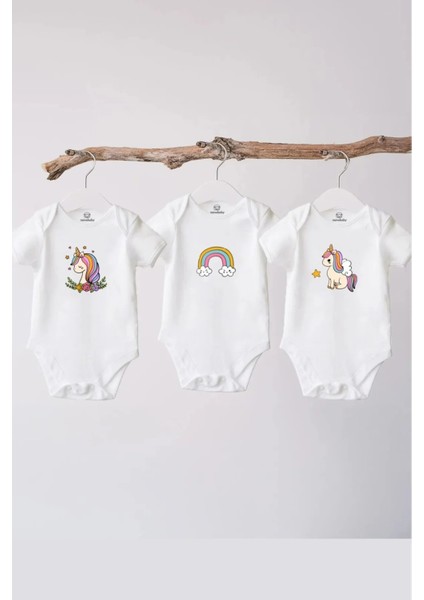 Pamuklu Bebek Zıbını - 3'lü Sevimli Unicorn Set