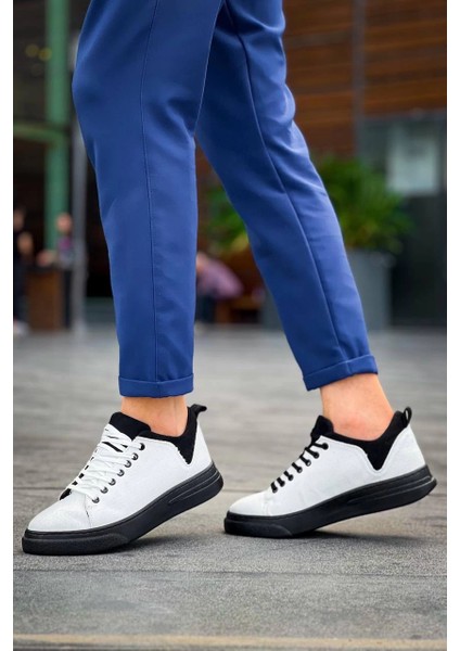KB-X204 Kuback Beyaz Siyah Keten Siyah Yüksek Taban Günlük Erkek Spor Ayakkabı fırsatları