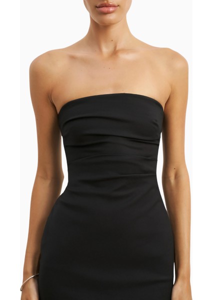 Becasue Of Alice Strapless Ruched Midaxi Dress Büzgü Detaylı Straplez Midaxi Elbise