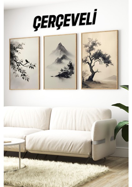 🌿 Doğanın Estetiği ile Evinizi Buluşturun: Çerçeveli 3'lü Tablo Seti 🎋 CRV1104 23 x 32