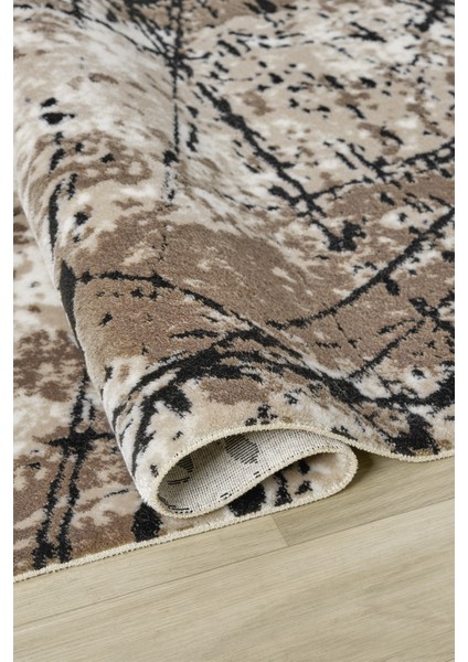 Roma Bej Siyah Halı Akrilik Halı Yumuşak Dokulu Salon Oturma Odası Yatak Odası Halısı 413 modelleri