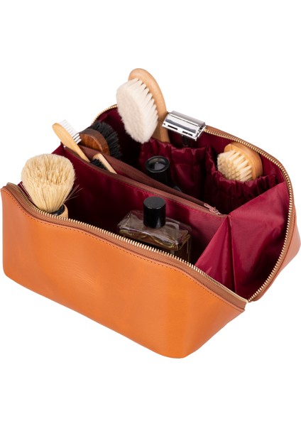 Vena Hakiki Deri Açık Kahverengi Makyaj Çantası modelleri