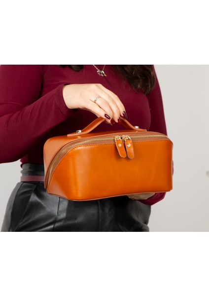 Vena Hakiki Deri Açık Kahverengi Makyaj Çantası indirimleri