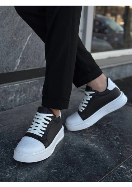 KB-X46 Kuback Siyah Beyaz Yüksek Beyaz Taban Günlük Spor Ayakkabı modelleri