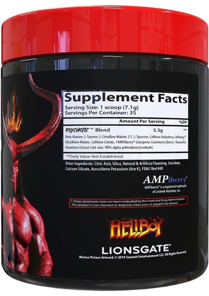 Hellboy Psychotic Preworkout Nitric Oxide Boosts Focus Energy 35 Servis fırsatları