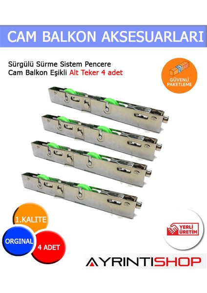Ayrıntıshop Sürgülü Cam Balkon Eşilki Alt Teker 4 Adet