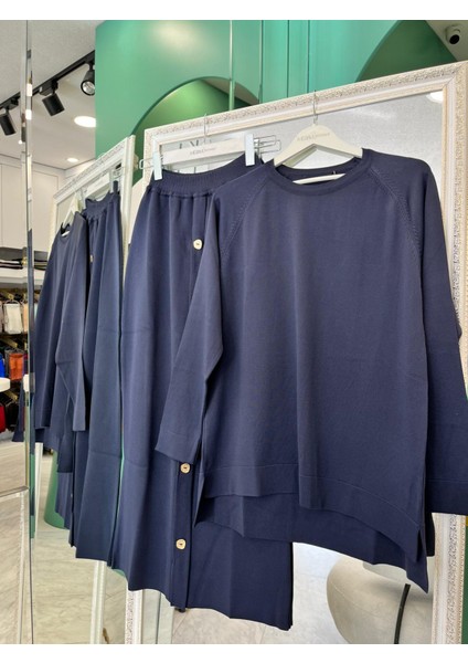 Adn Ince Triko Etekli Takım - Lacivert - 1 fırsatları