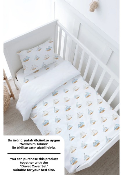 Bebek Boy Lastikli Çarşaf Seti - Pureline Series - Sail Boats modelleri