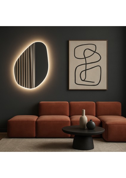 Aurelia LED Ayna – Asimetrik Organik Form Duvar Aynası fiyatları