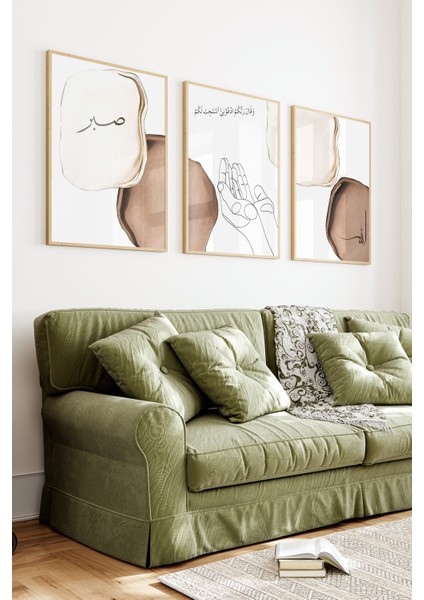 🖼️ Sabır ve Dua Temalı 3'lü Çerçeveli Tablo Seti🖼️ CRV1080 23 x 32 fiyatları
