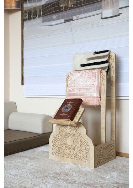 Ahşap Rahleli Seccade Askısı, Ev ve Cami Için Dekoratif Seccadelik