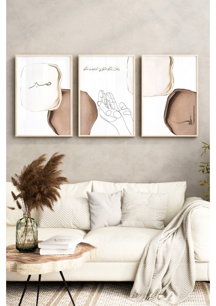 🖼️ Sabır ve Dua Temalı 3'lü Çerçeveli Tablo Seti🖼️ CRV1080 23 x 32 indirimleri
