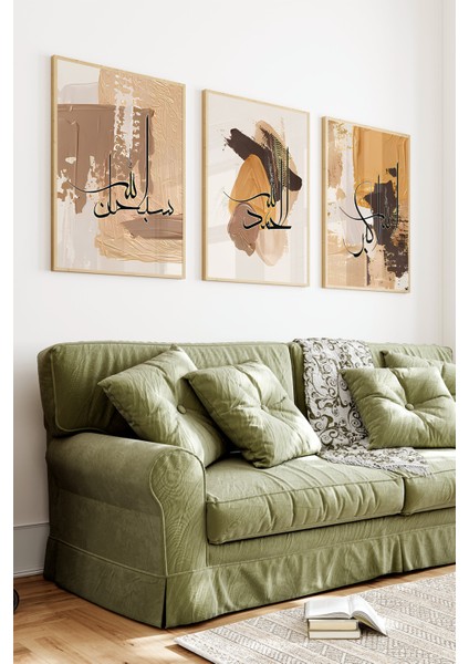 🎨 Soyut Dokunuşlarla Modern Hat Sanatı – 3’lü Çerçeveli Tablo Seti🎨 CRV1090 23 x 32 fiyatları