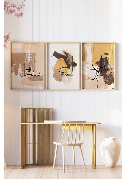 🎨 Soyut Dokunuşlarla Modern Hat Sanatı – 3’lü Çerçeveli Tablo Seti🎨 CRV1090 23 x 32 modelleri