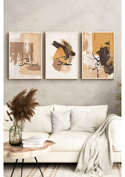 🎨 Soyut Dokunuşlarla Modern Hat Sanatı – 3’lü Çerçeveli Tablo Seti🎨 CRV1090 23 x 32 indirimleri
