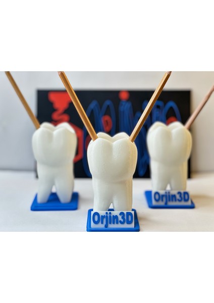ORJIN3D Kişiye Özel Tasarlanabilir Diş Şeklinde Kalemlik