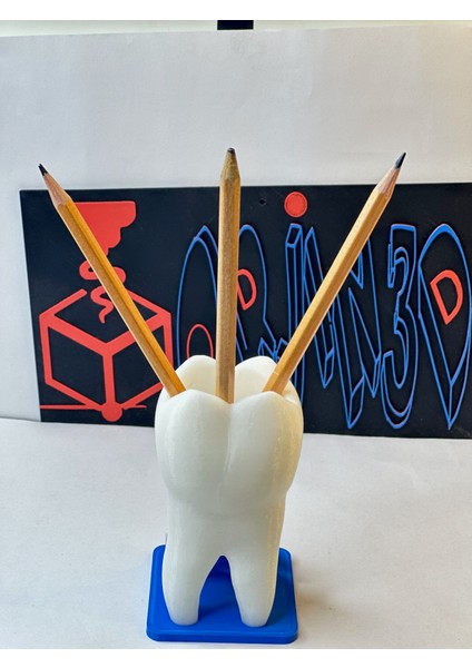 ORJIN3D Kişiye Özel Tasarlanabilir Diş Şeklinde Kalemlik modelleri