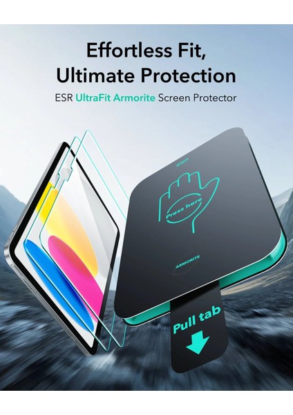Apple iPad 10.nesil 10.9 Inc (2022) Ultrafit Armorite Autokit 2 Adet Tablet Cam Ekran Koruyucu A2696 A2757 modelleri
