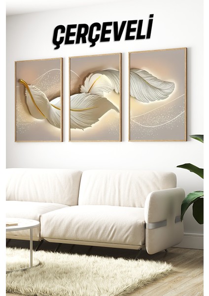 🖼️ 3'lü Çerçeveli Tablolar - Modern ve Estetik Dokunuş🖼️ CRV1097 23 x 32