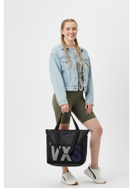 Kadın Fermuarlı File Detaylı Yazılı Kol ve Omuz Çantası Spor Çantası modelleri