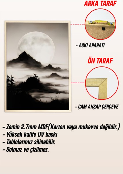 🌄 Doğanın Sessiz Dili: Çerçeveli Siyah-Beyaz Japon Minimalist Stil 3’lü Tablo Seti🌄 CRV1108 23 x 32