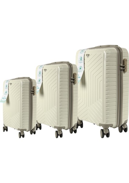 Metropolitan Sdr 103 Pp Valiz Seti - Büyük + Orta + Kabin Boy - Kemik / Gri fiyatları