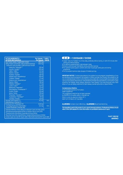 Fast Test Growt Amino+Bcaa (Whey Protein Concentrate) 2 1 1 - 120 Tablet fiyatları