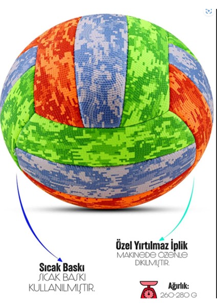 Voleybol Topu Soft Kamuflaj Pompalı Set Yumuşak Dokunuş Volleyball Renkli No:5 modelleri