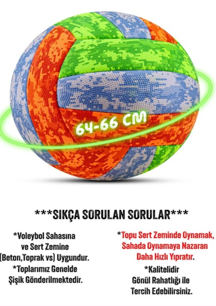 Voleybol Topu Soft Kamuflaj Pompalı Set Yumuşak Dokunuş Volleyball Renkli No:5 indirimleri