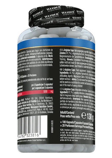 L- Arginine Nitrix Oxide Booster 5000MG 100 Caps modelleri