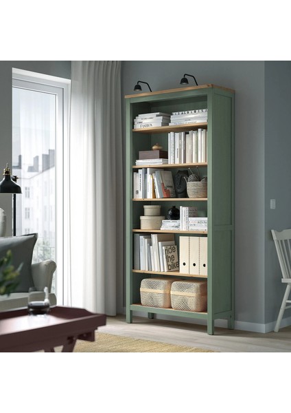 Hemnes Kitaplık Gri Yeşil Açık Kahverengi 90 x 197 Cm modelleri