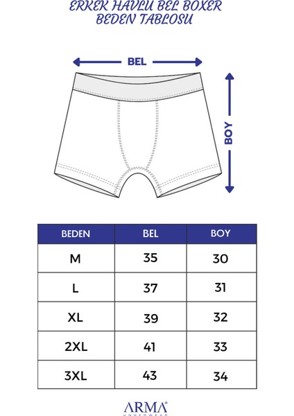 6'lı Paket Gri Erkek Penye Havlu Bel Boxer %100 Pamuk